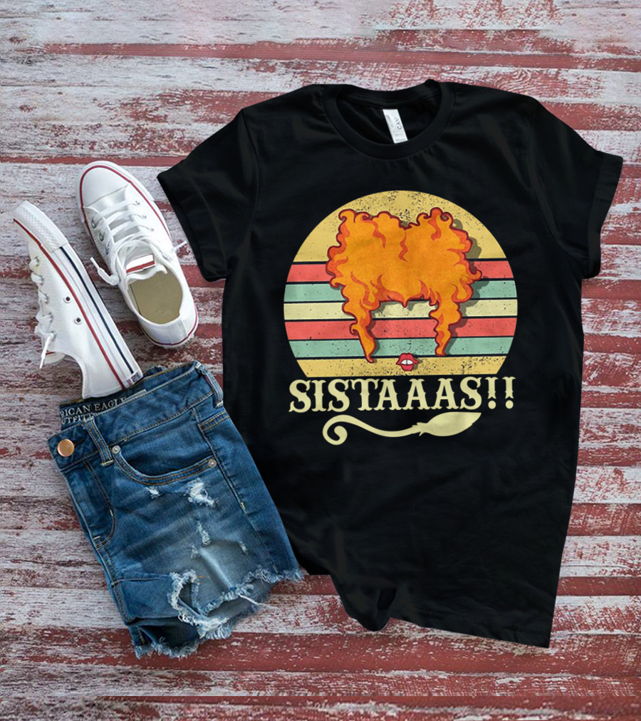 Sistaaaas Winifred Sanderson Sunset Hair Hocus Pocus Vintage Stripes T-Shirt