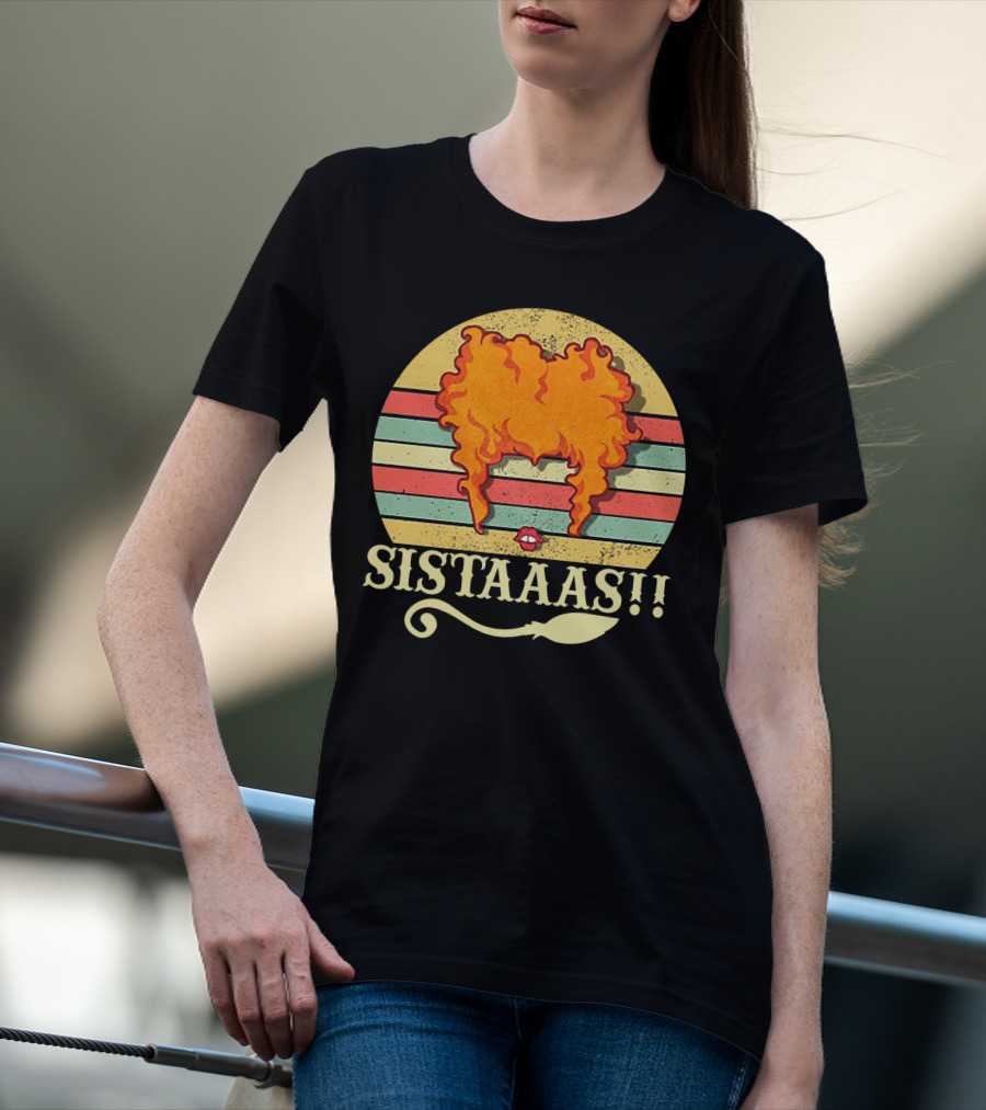 Sistaaaas Winifred Sanderson Sunset Hair Hocus Pocus Vintage Stripes T-Shirt