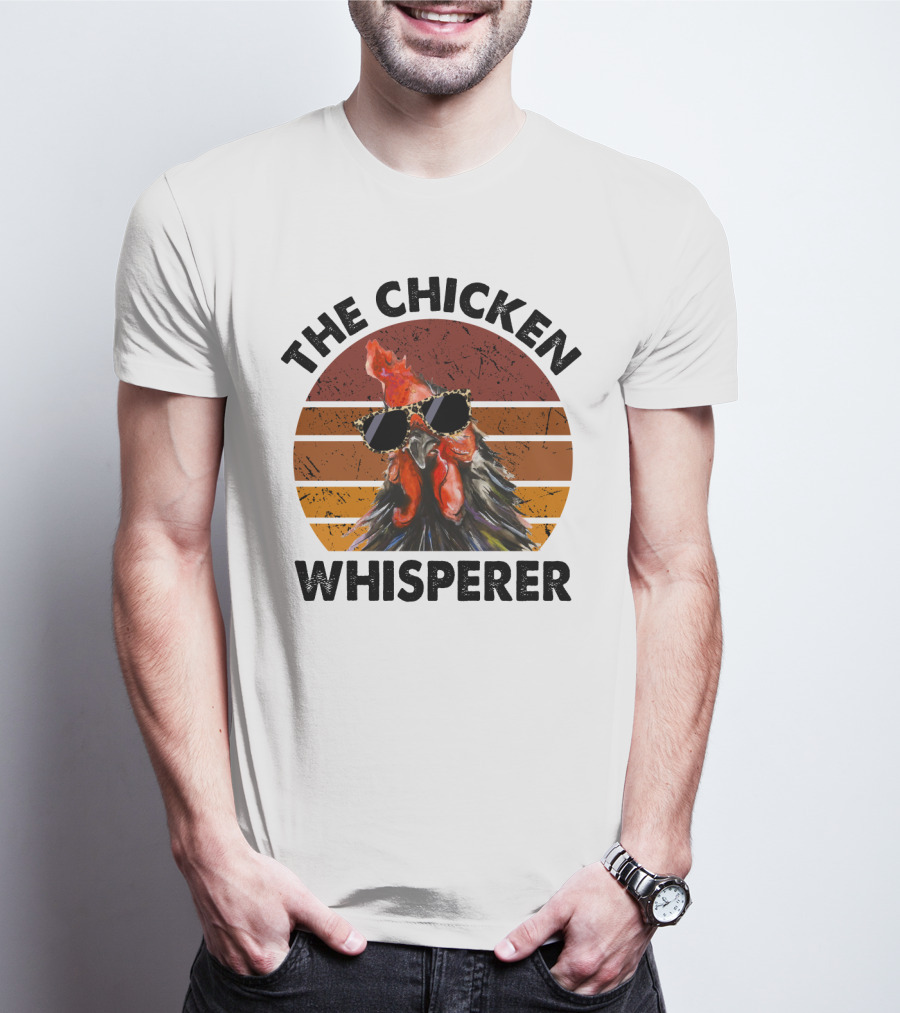 The Chicken Whisperer Retro Sunglasses Vintage Sunset Chicken T-Shirt
