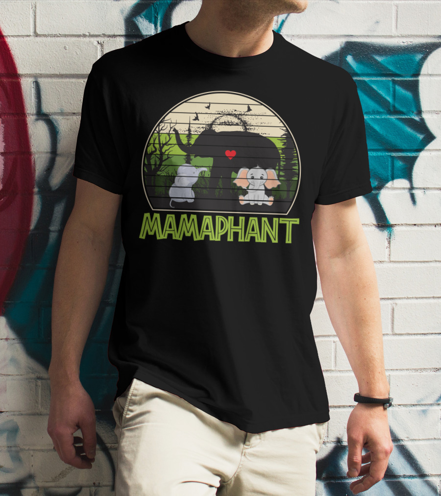 Mamaphant Cute Elephant Mom With Heart And Baby Elephants T-Shirt
