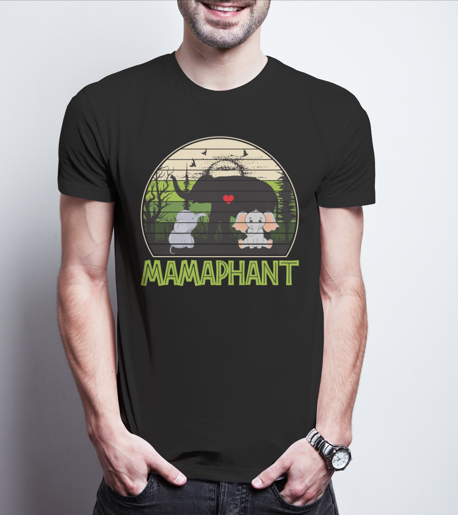 Mamaphant Cute Elephant Mom With Heart And Baby Elephants T-Shirt