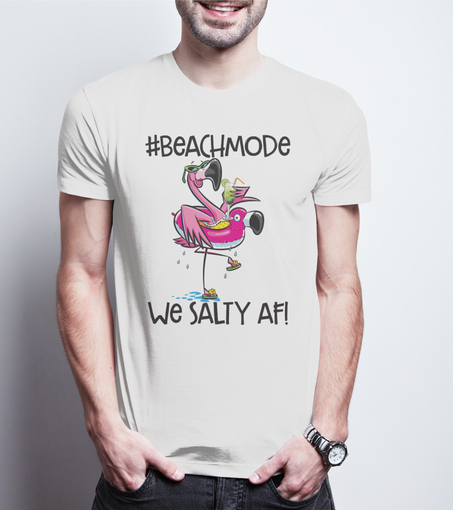 BeachMode We Salty AF Flamingo Summer Vacation T-Shirt