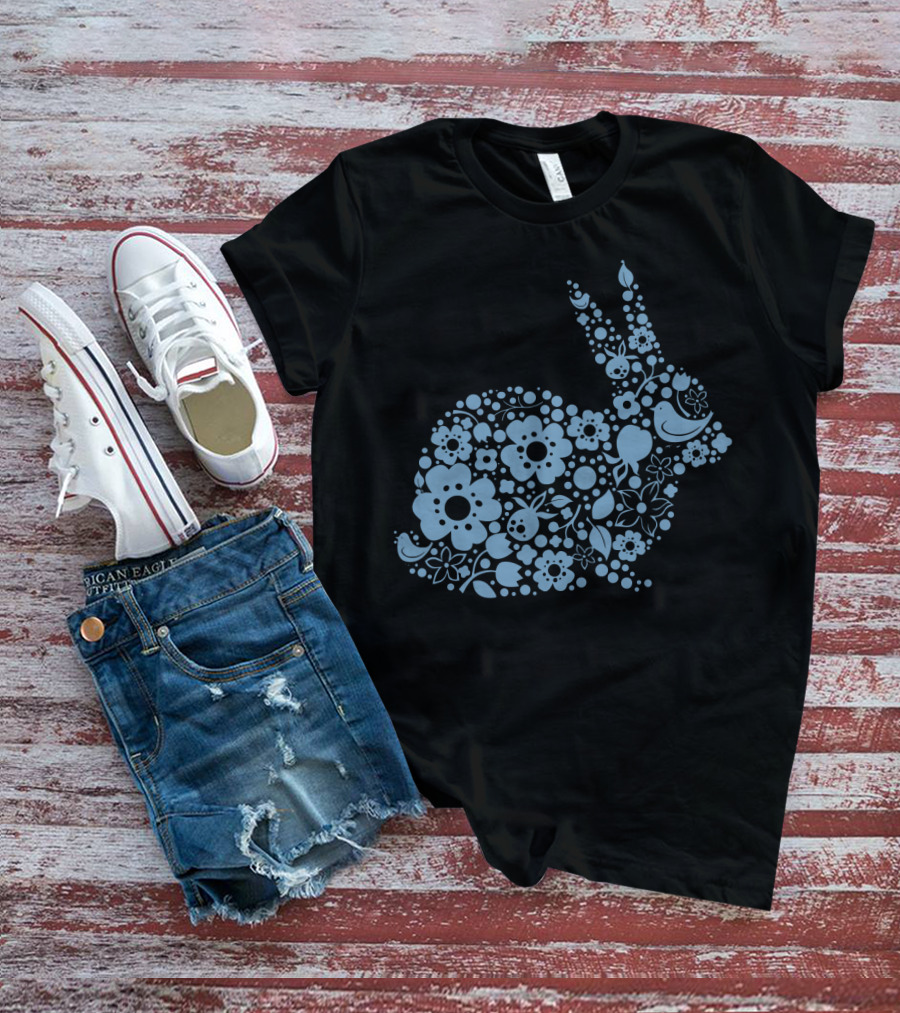 EasterEaster Floral Bunny Filled With Flowers And Bird T-Shirt