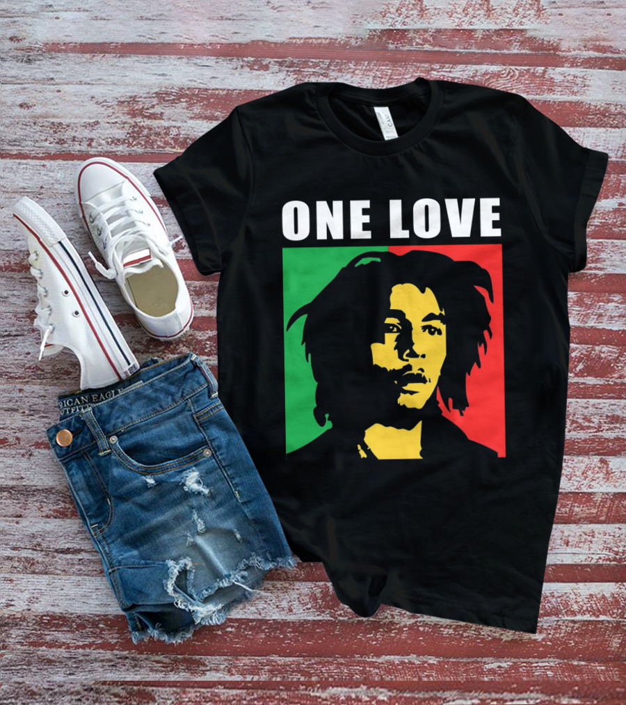 One Love Bob Marley Rasta Colors T-Shirt