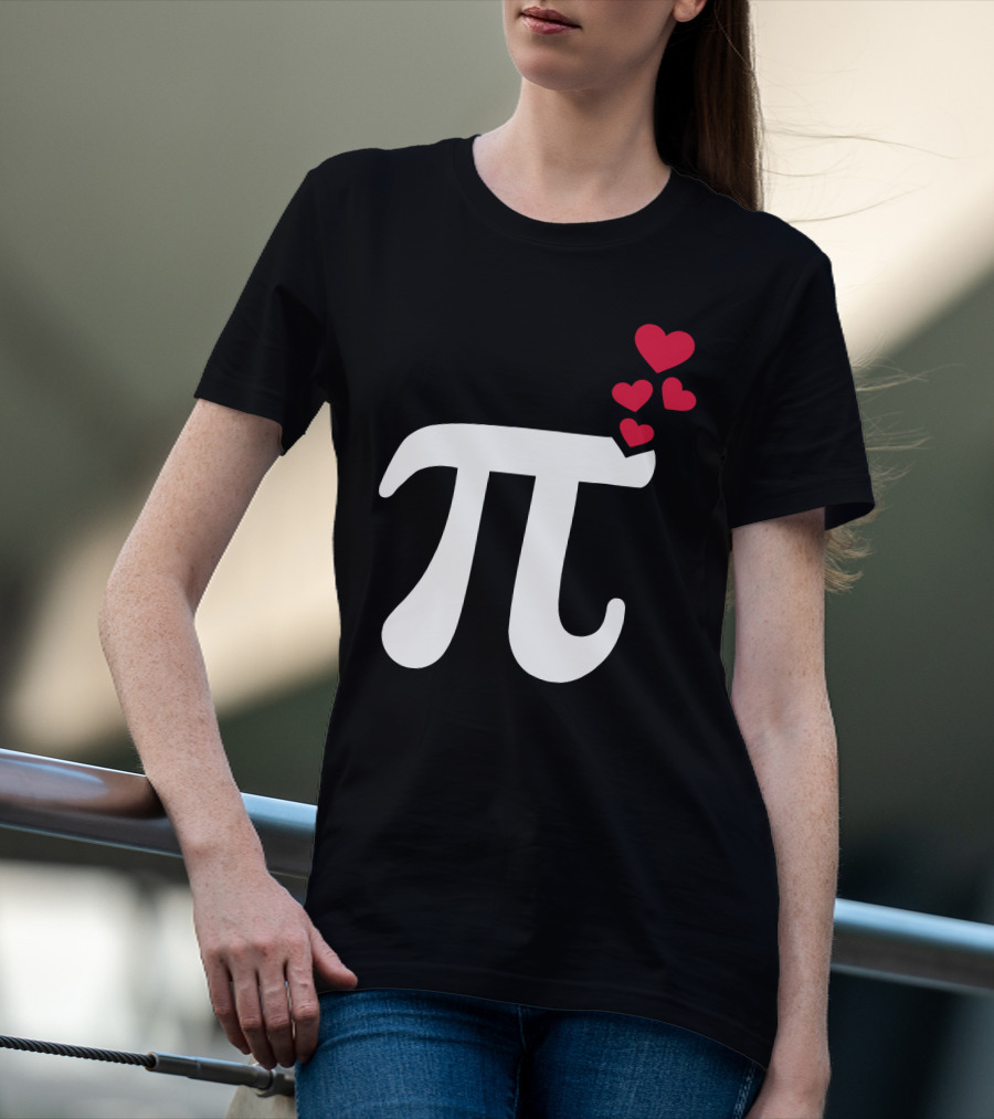Pi Symbol With Red Hearts T-Shirt