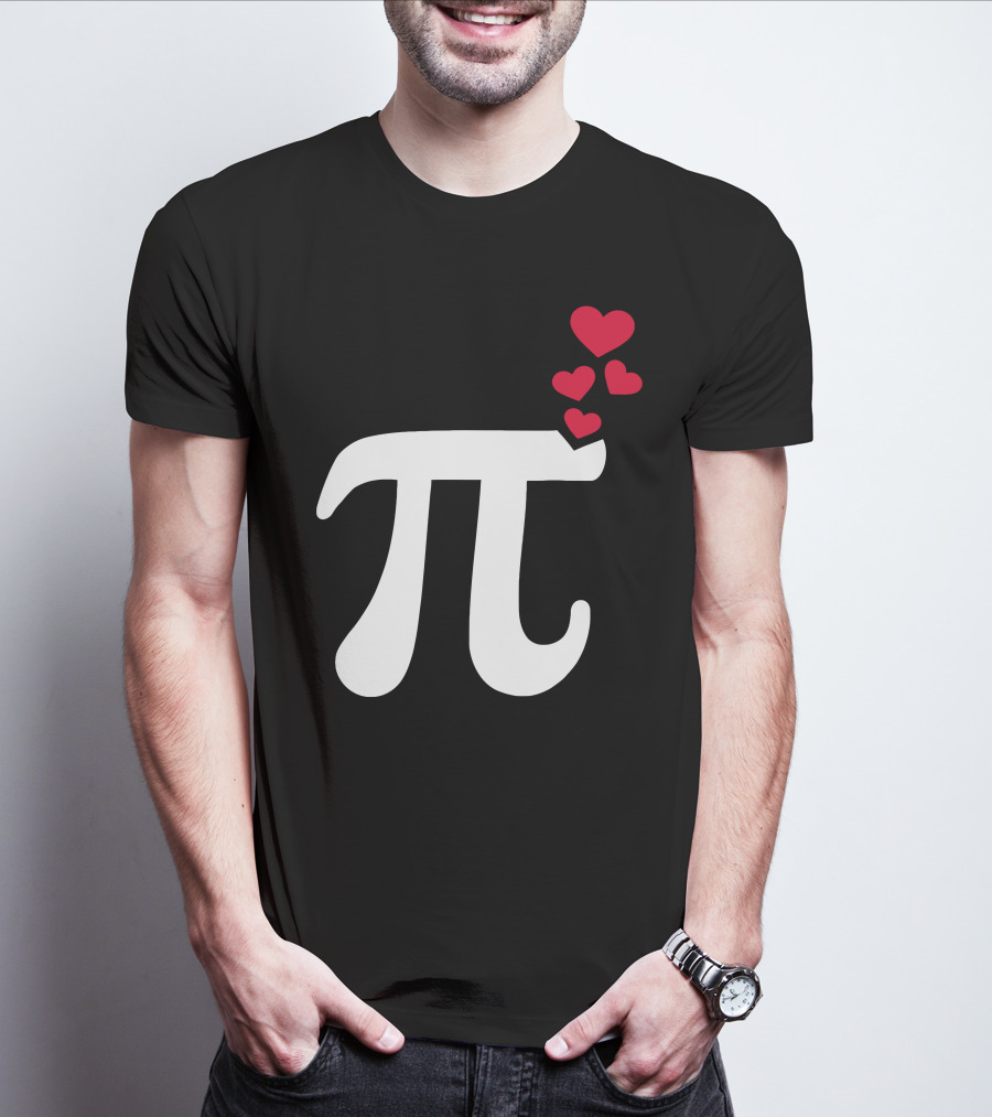Pi Symbol With Red Hearts T-Shirt