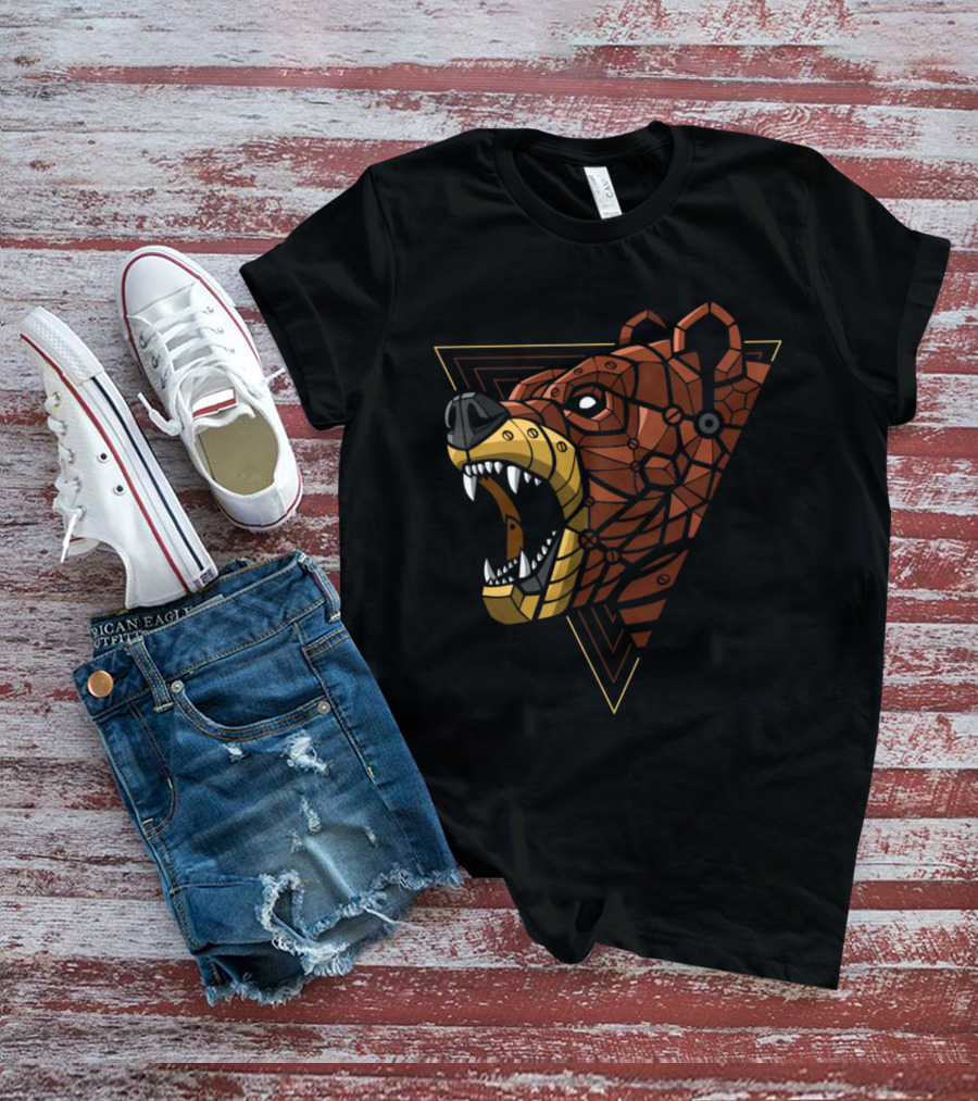 Cybernetic Geometric Roaring Bear Punk T-Shirt