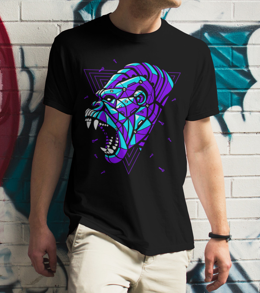 Cyber Punk Gorilla Geometric Triangles T-Shirt