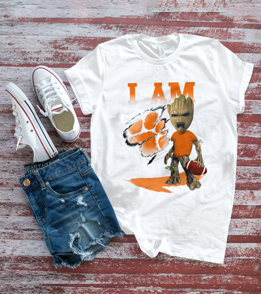I AM Clemson Tiger Groot Football T-Shirt