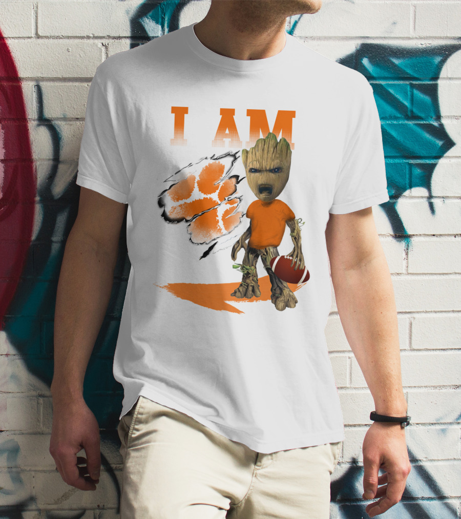 I AM Clemson Tiger Groot Football T-Shirt