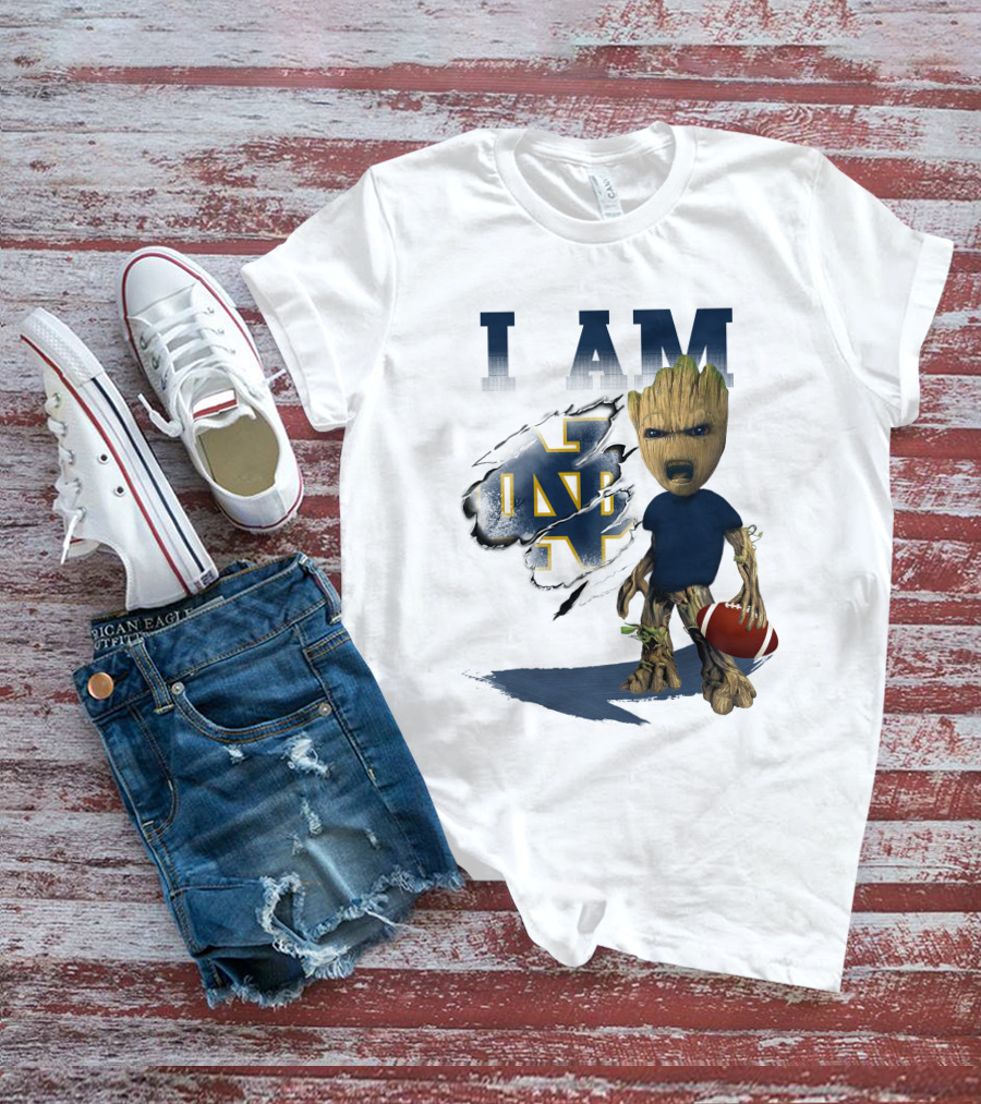 I AM Notre Dame Fighting Irish Groot Football T-Shirt