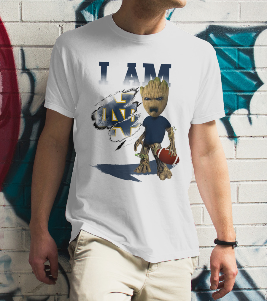 I AM Notre Dame Fighting Irish Groot Football T-Shirt