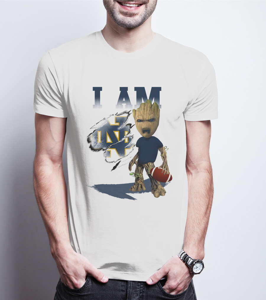 I AM Notre Dame Fighting Irish Groot Football T-Shirt
