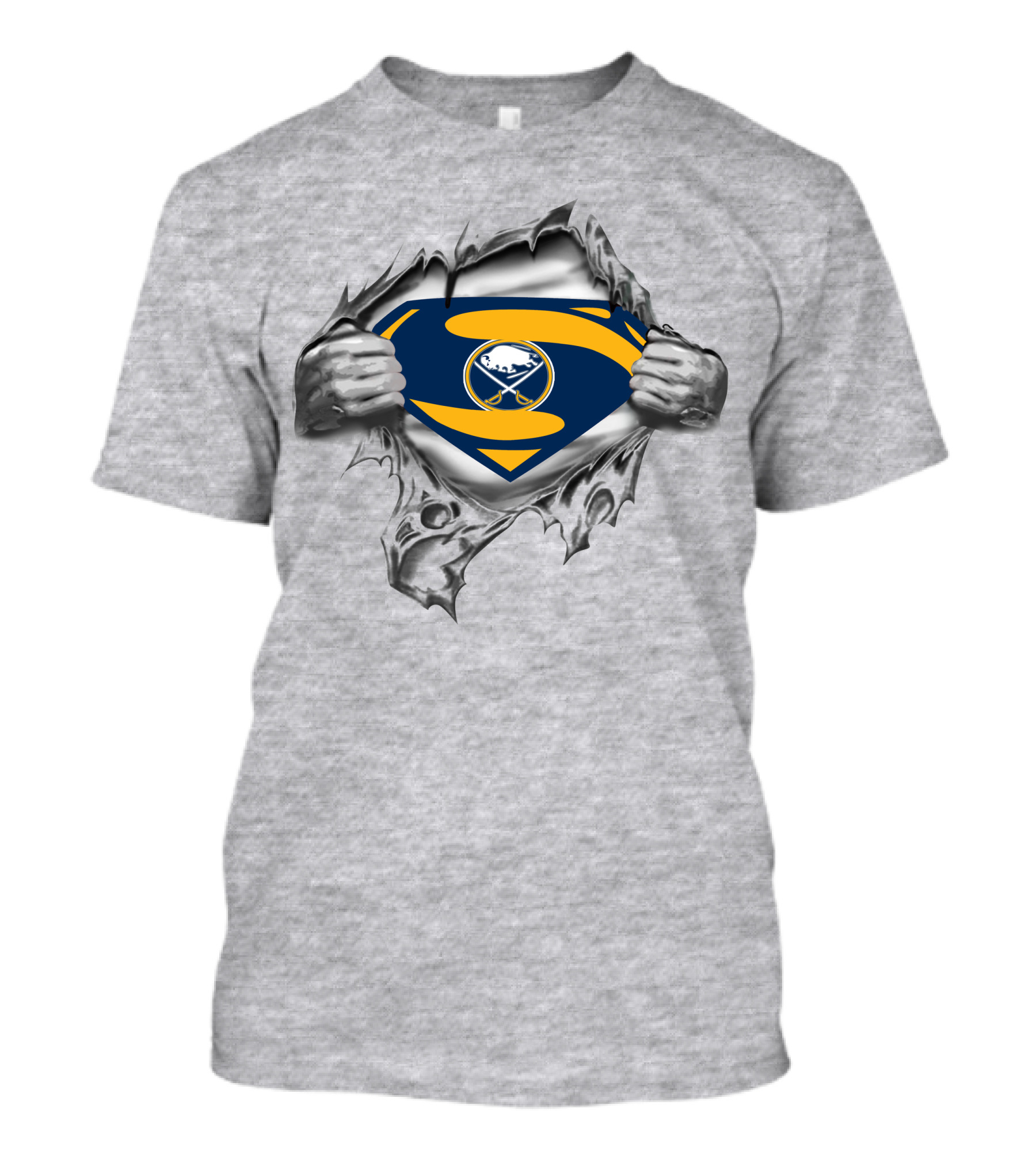 Buffalo Sabres Superman Logo Ripped Chest T-Shirt