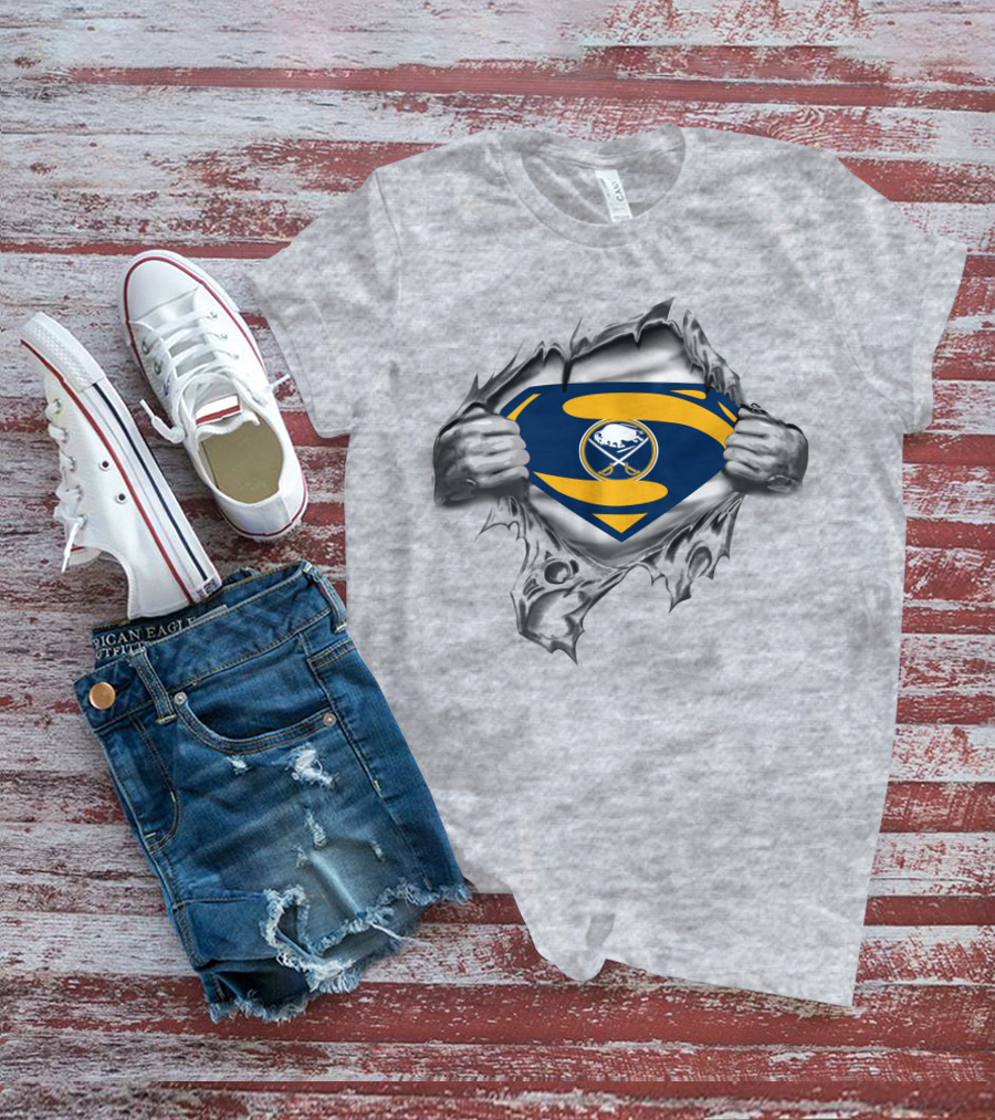 Buffalo Sabres Superman Logo Ripped Chest T-Shirt