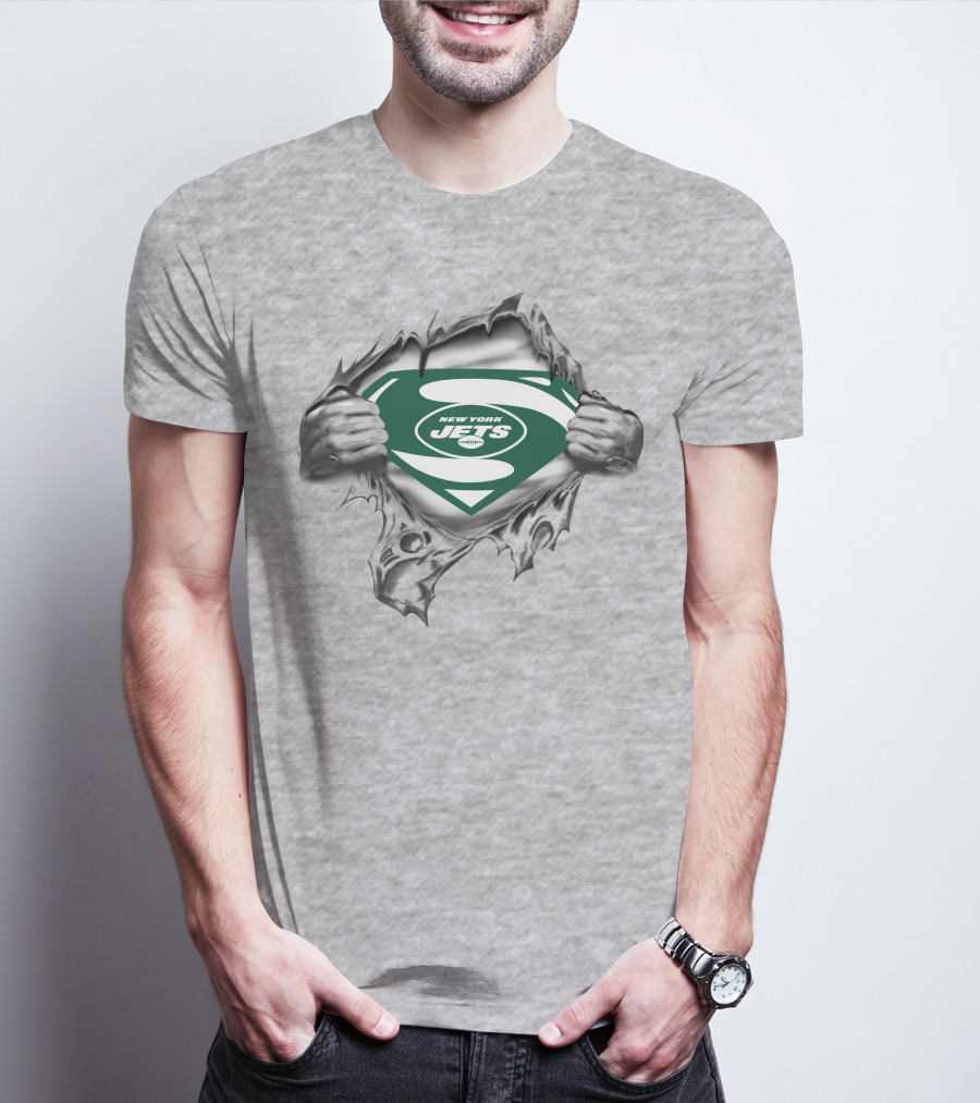 New York Jets Superman Shield Logo Burst T-Shirt