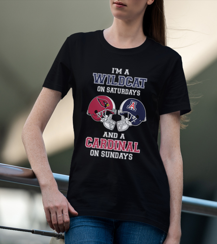 Wildcat On Saturdays Cardinal On Sundays Football Helmets T-Shirt