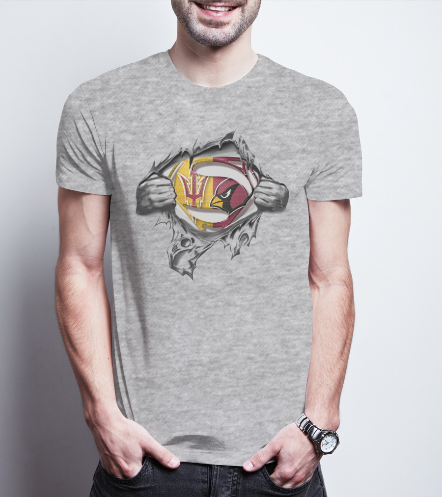 Arizona State Devils Cardinals Super Man Logo Mashup T-Shirt