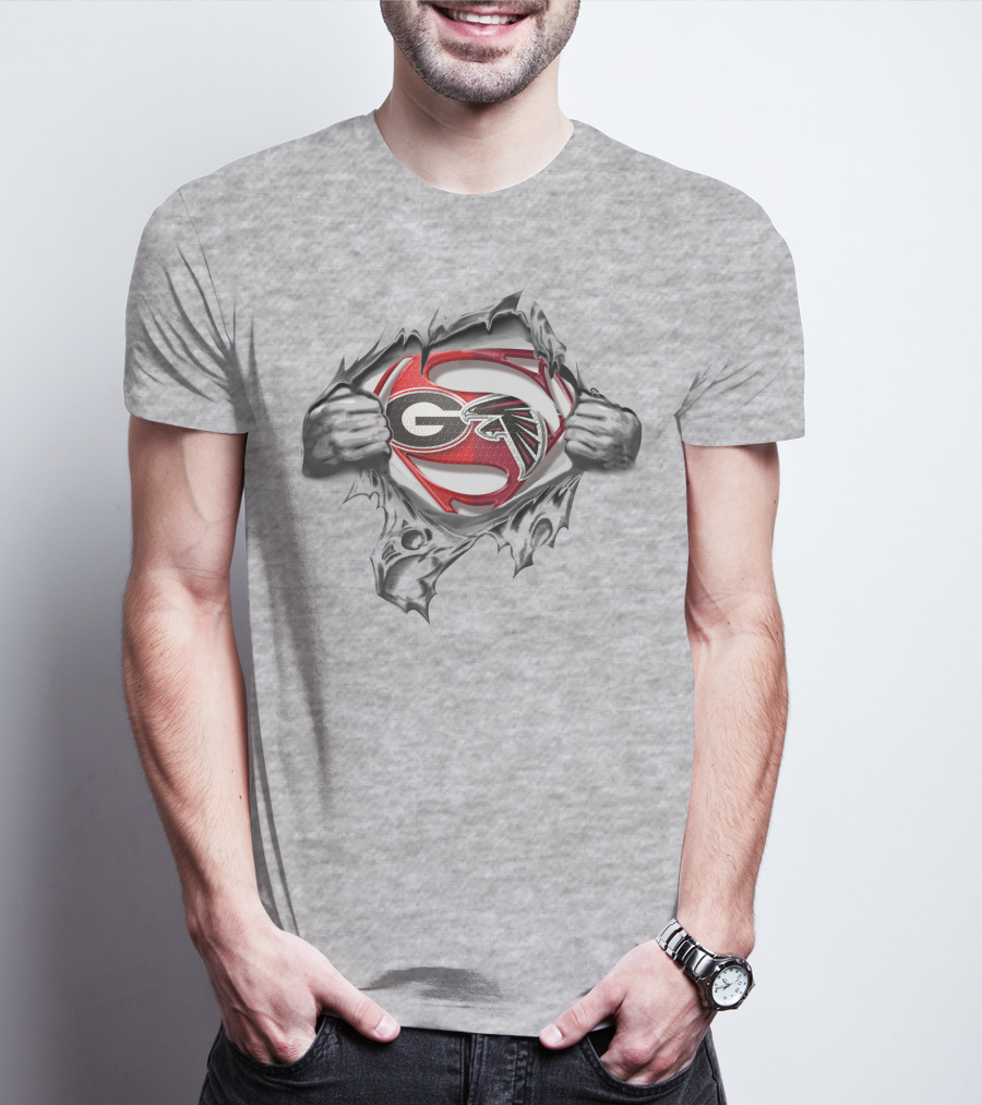 Georgia Bulldogs Atlanta Falcons Superman Logo Fusion T-Shirt