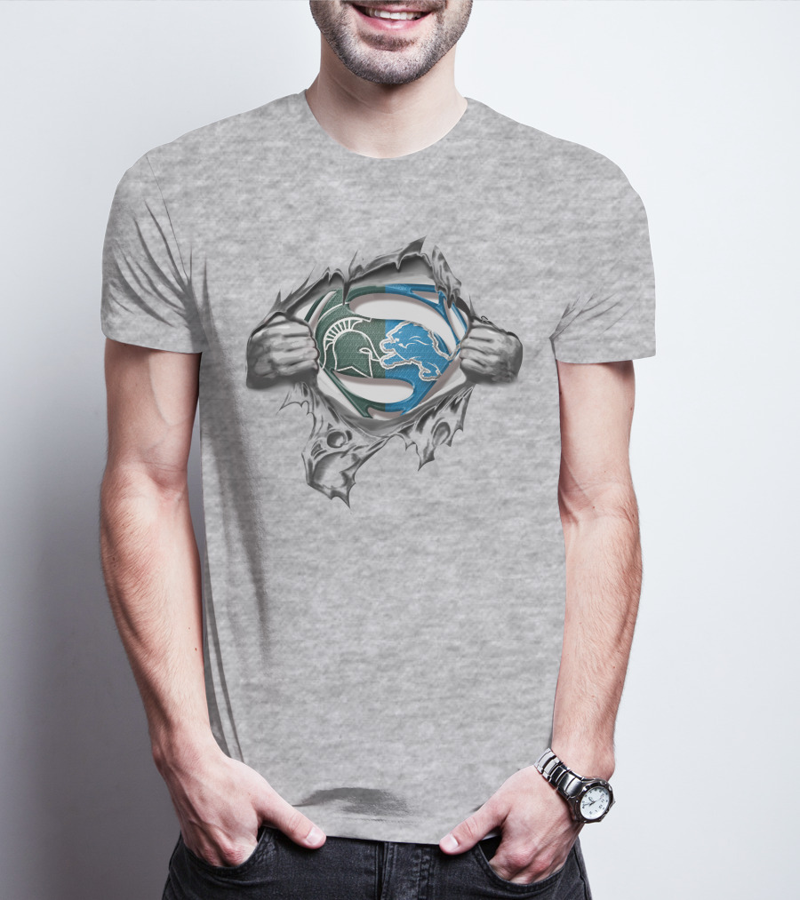 Spartans Lions Superman Logo Fusion T-Shirt