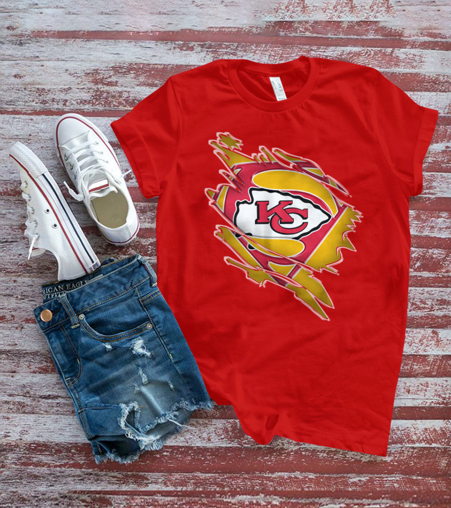 Kansas City Chiefs Super Man Logo Design Red T-Shirt