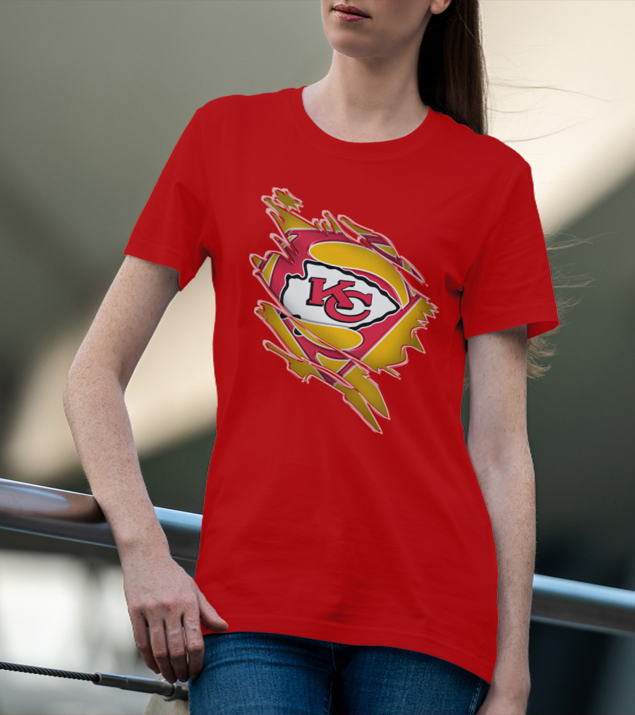Kansas City Chiefs Super Man Logo Design Red T-Shirt