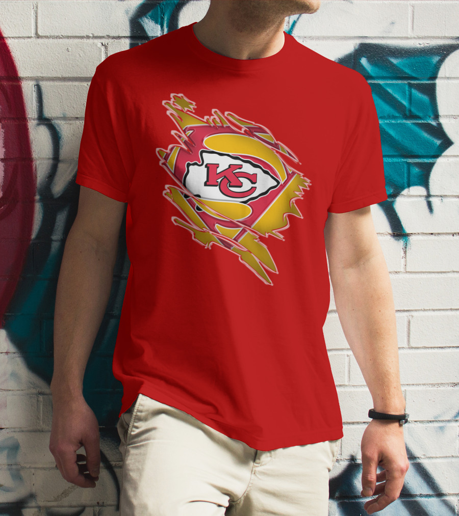 Kansas City Chiefs Super Man Logo Design Red T-Shirt