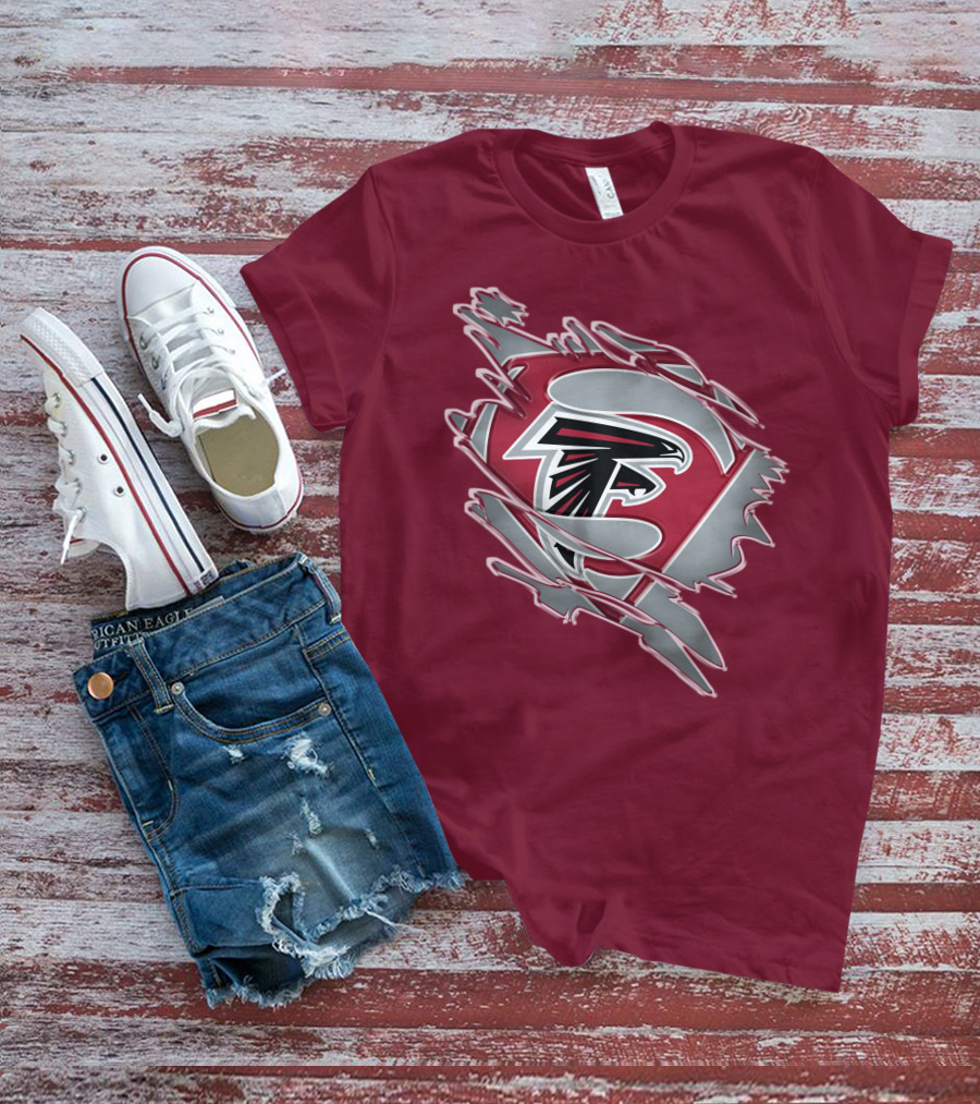 Atlanta Falcons Logo Inside Superman Symbol T-Shirt
