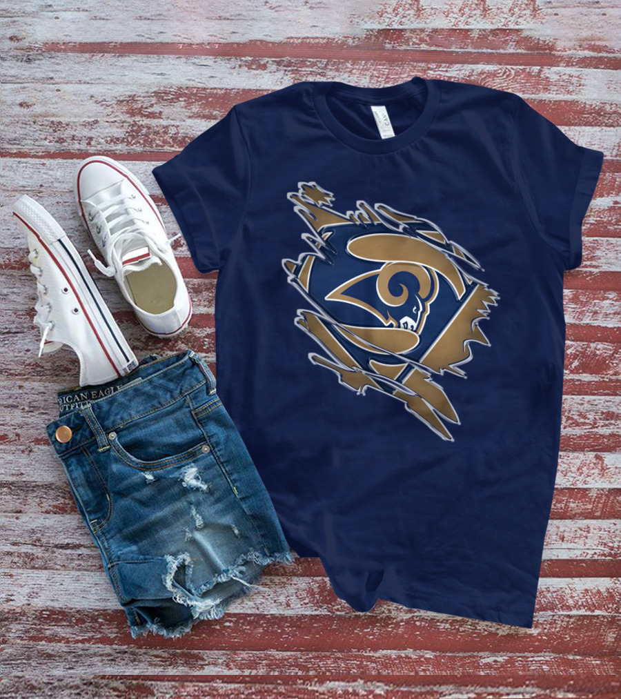 Rams Super Man Logo With Rip Effect T-Shirt