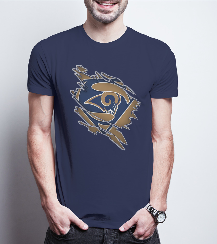 Rams Super Man Logo With Rip Effect T-Shirt