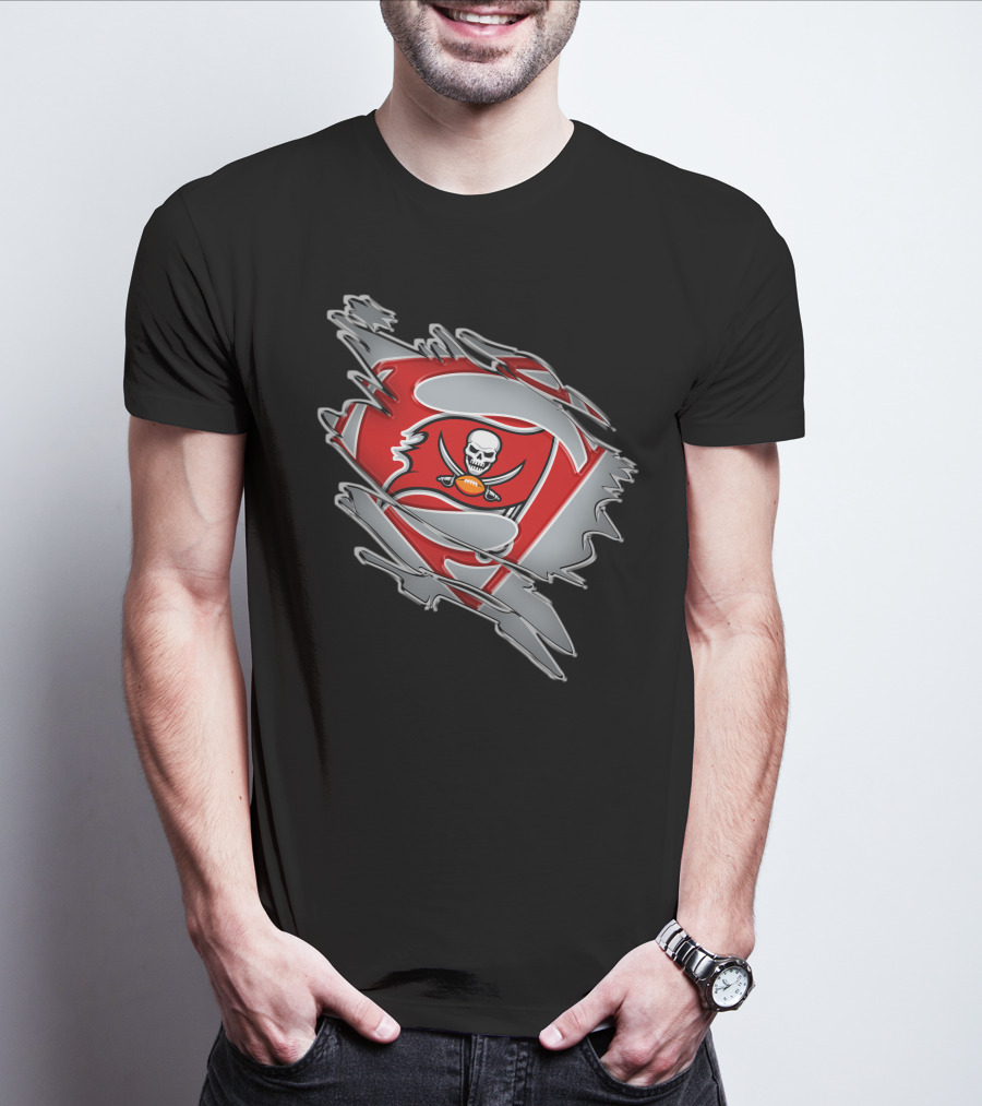 Buccaneers Super Bowl Superman Shield Logo Fusion T-Shirt