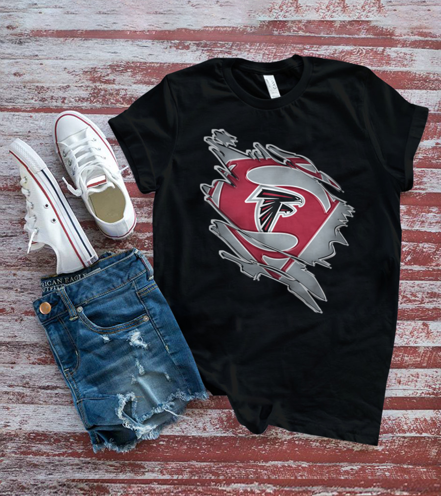 Atlanta Falcons Logo Man Of Steel Super Hero Emblem T-Shirt