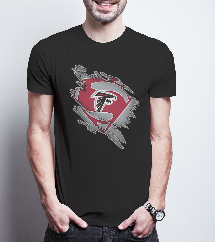 Atlanta Falcons Logo Man Of Steel Super Hero Emblem T-Shirt