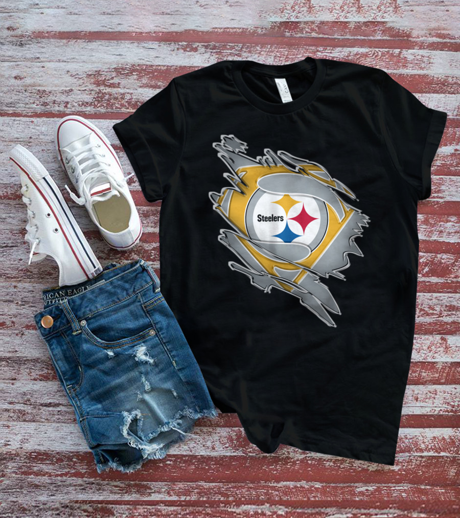 Steelers Logo Superhero Ripped T-Shirt