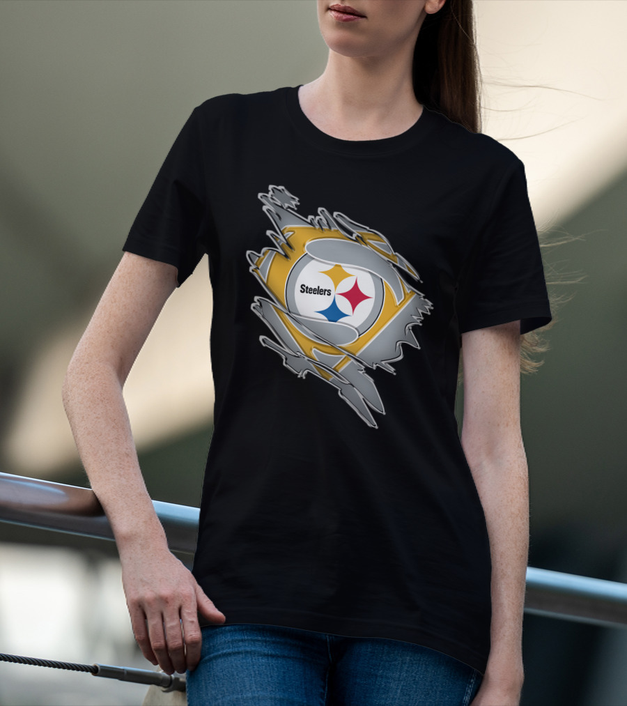 Steelers Logo Superhero Ripped T-Shirt