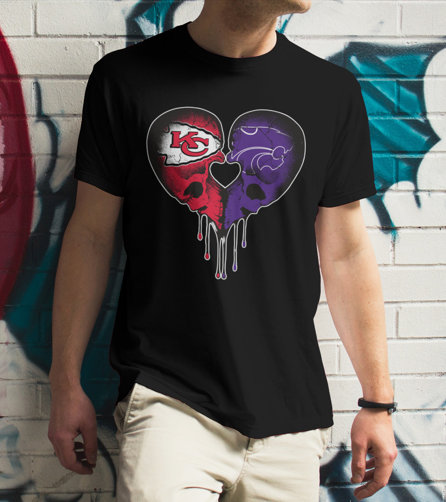Chiefs Wildcats Heart Skulls T-Shirt