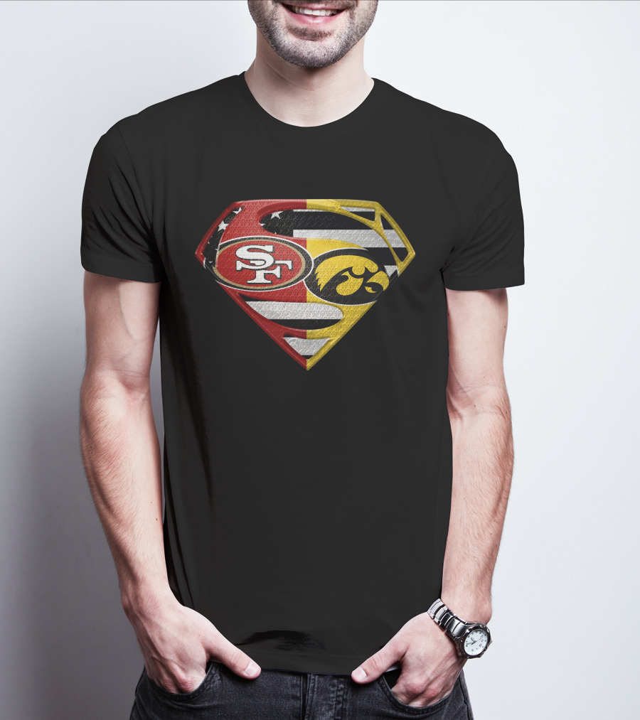 San Francisco 49ers Iowa Hawkeyes Super Logo Usa Flag T-Shirt
