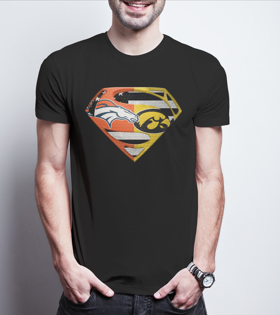 Superman Broncos Hawkeyes Logo Fusion On Spm T-Shirt