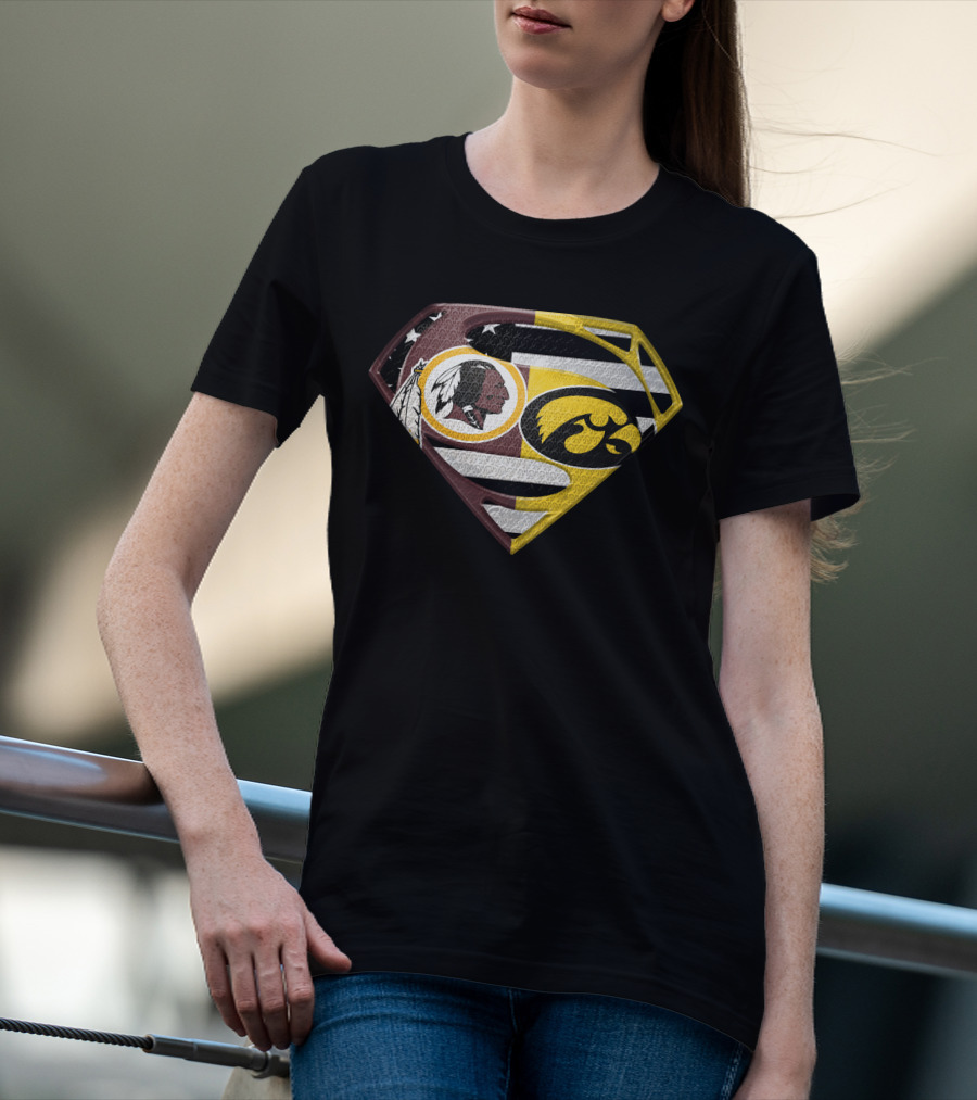 Superman Washington Redskins Iowa Hawkeyes Logo Mashup T-Shirt