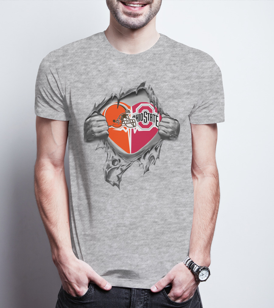 Cleveland Browns Ohio State Buckeyes Heart T-Shirt