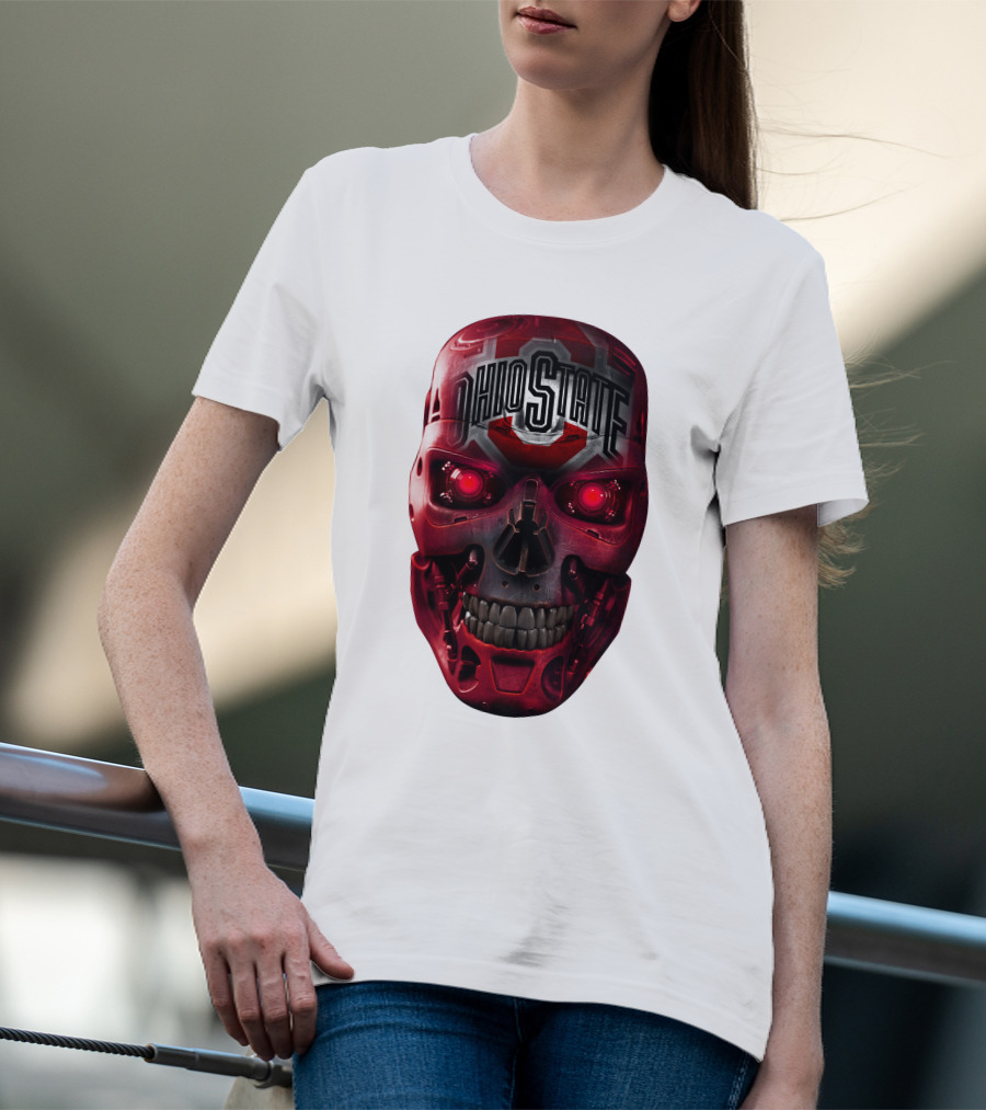 Ohio State Skull Bucks Red Robotic Face T-Shirt