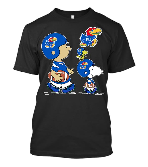 Peanuts Characters Kansas Jayhawks Football Fan Gear T-Shirt