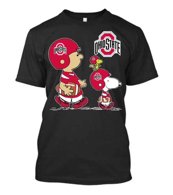 Ohio State Buckeyes Peanuts Characters Football Team Sports Helmet T-Shirt