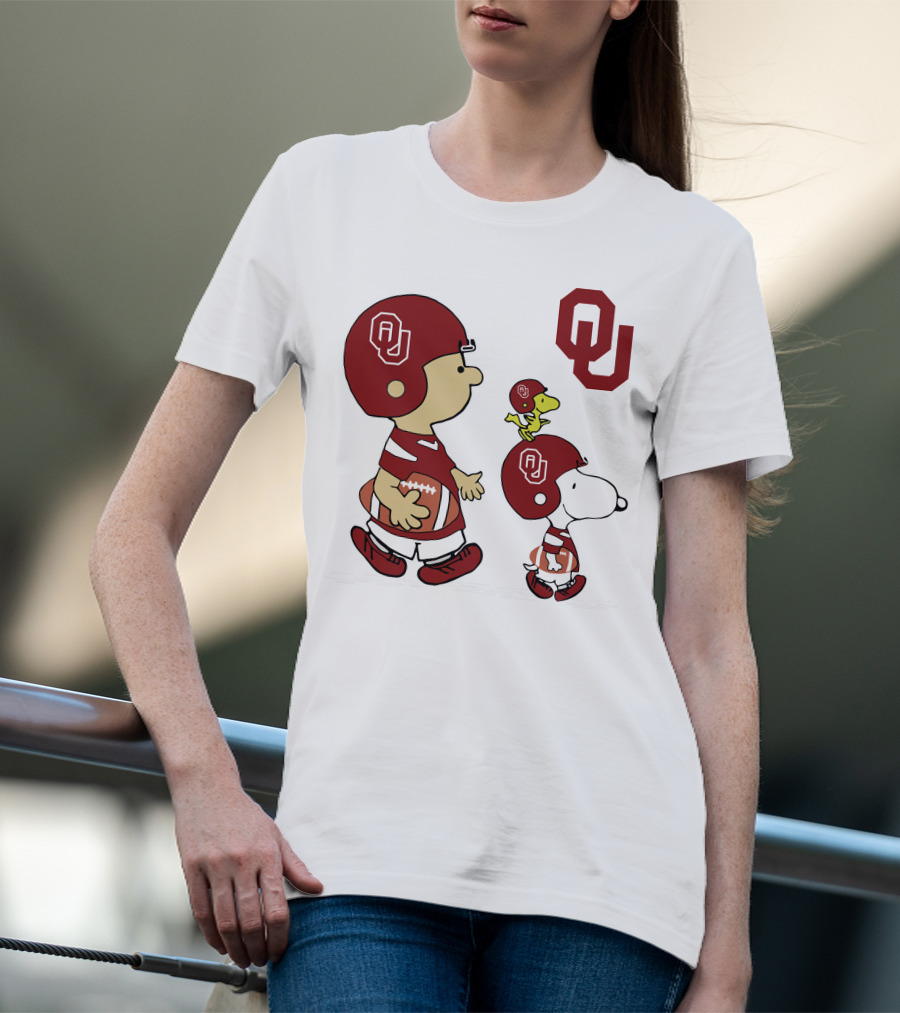 OU Sooners Football Characters With Helmets And Football T-Shirt