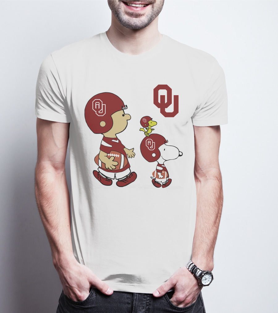 OU Sooners Football Characters With Helmets And Football T-Shirt