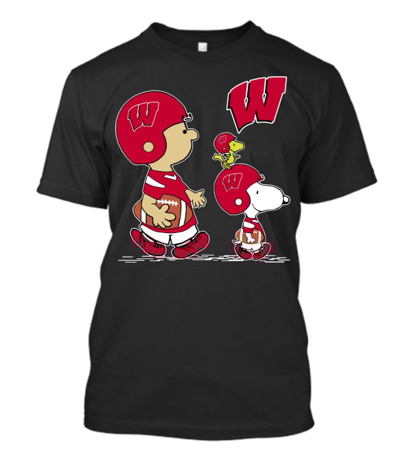 WISCONSIN BADGERS FOOTBALL WITH HELMET AND DOG CHARACTERS T-Shirt