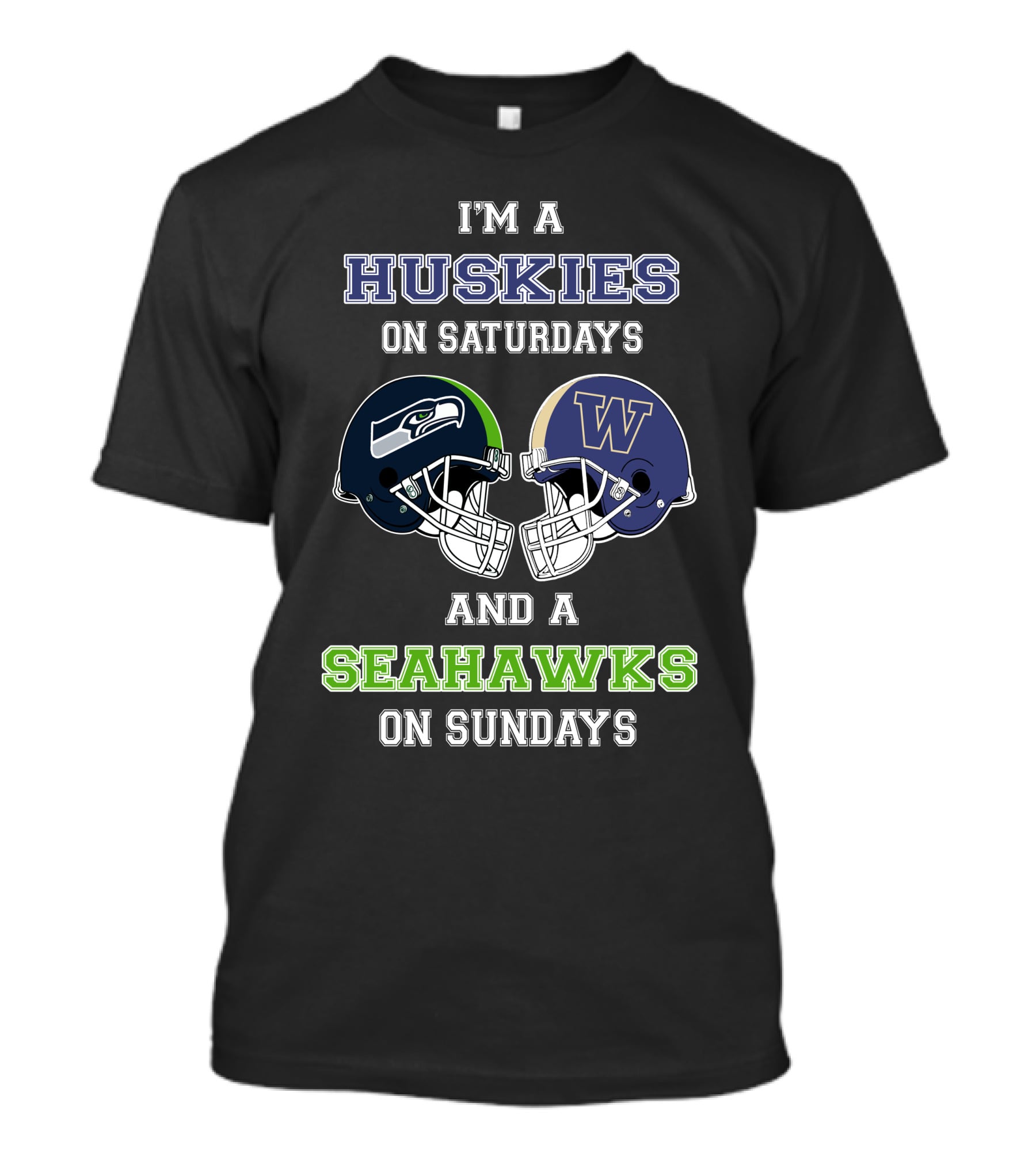 I'm A Huskies On Saturdays And A Seahawks On Sundays Football Fans Helmet T-Shirt