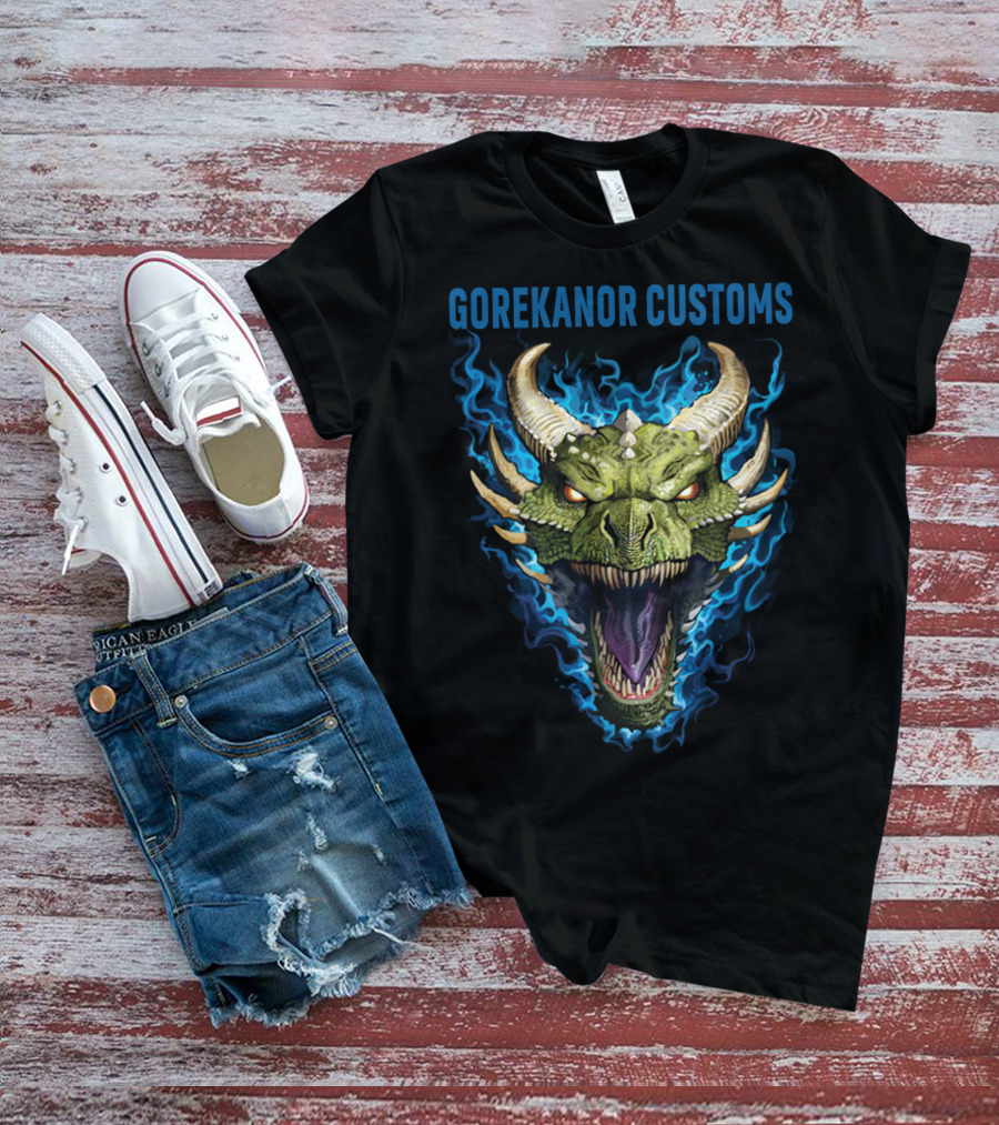 GOREKANOR CUSTOMS DRAGON HEAD WITH BLUE FLAMES T-Shirt