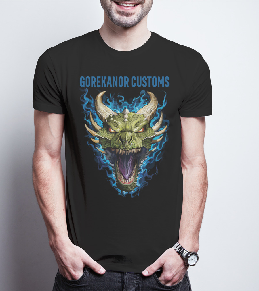 GOREKANOR CUSTOMS DRAGON HEAD WITH BLUE FLAMES T-Shirt