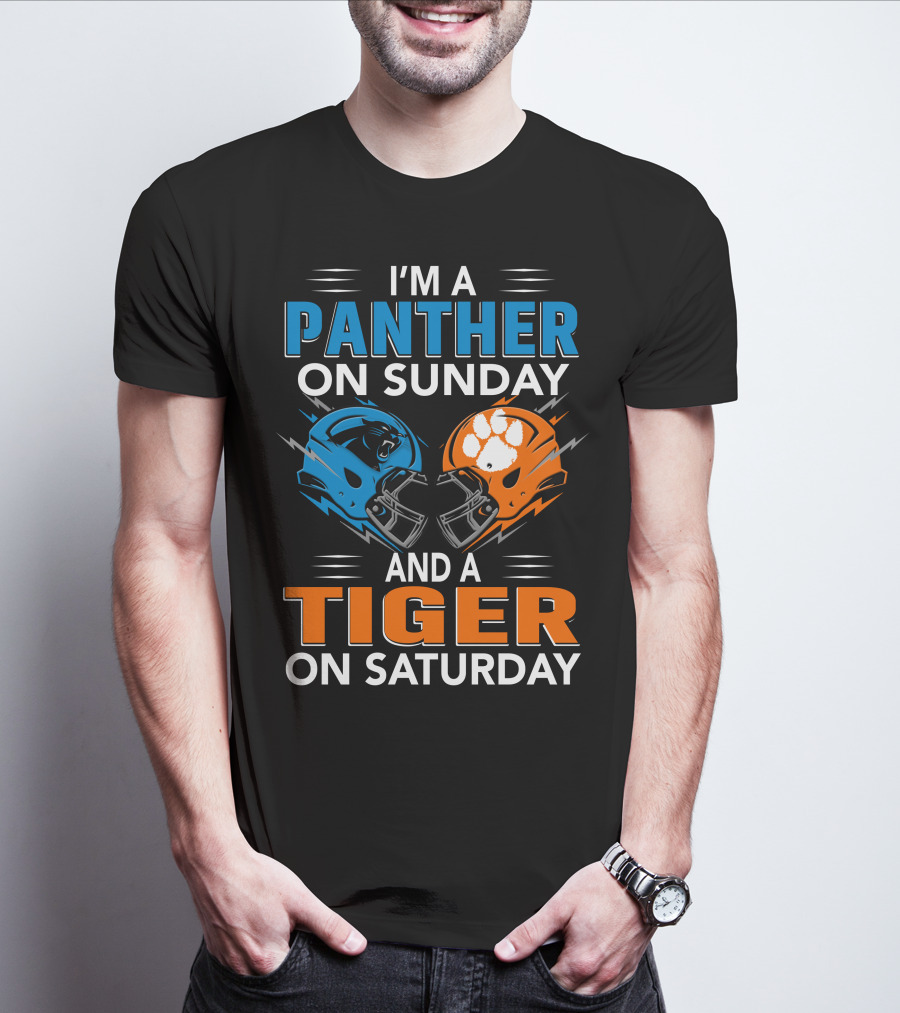 I'm A Panther On Sunday And A Tiger On Saturday Football Helmets T-Shirt